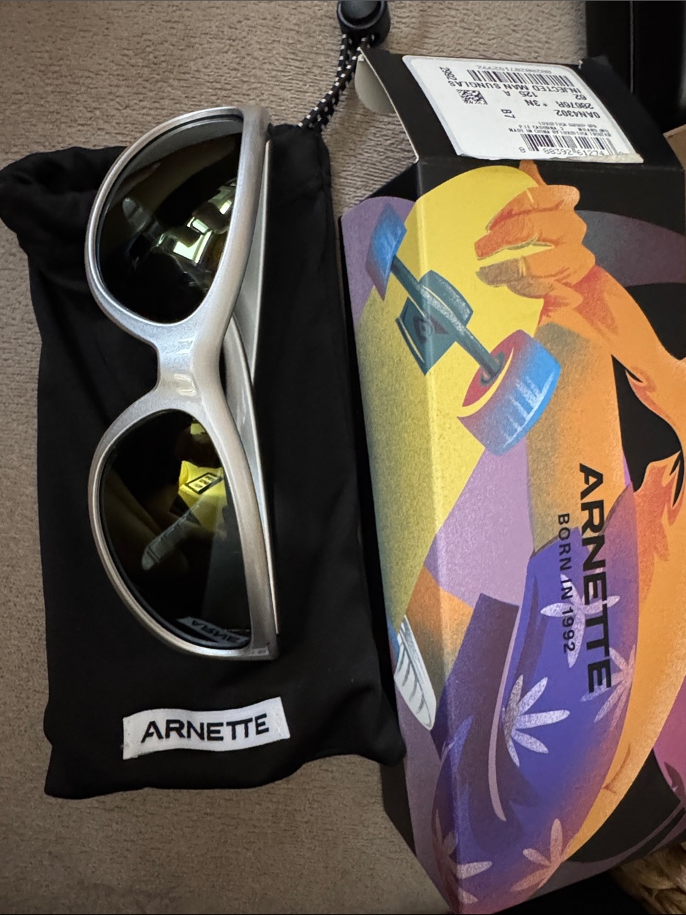 Arnette Silver Frame Sunglasses with Yellow Mirrored Lenses